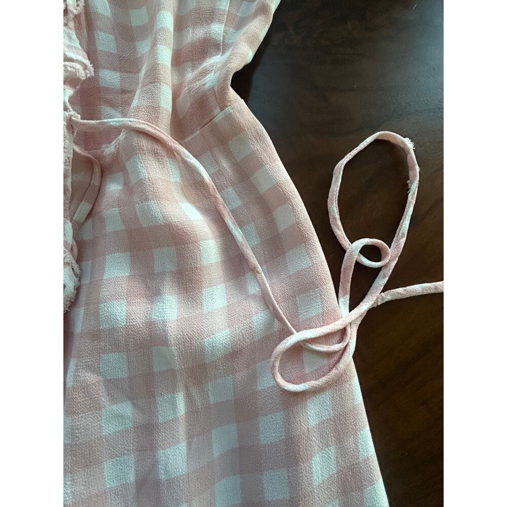 RARE Archival Reformation Surplus Baby Pink Gingham Wrap Dress XS - Picture 8 of 9